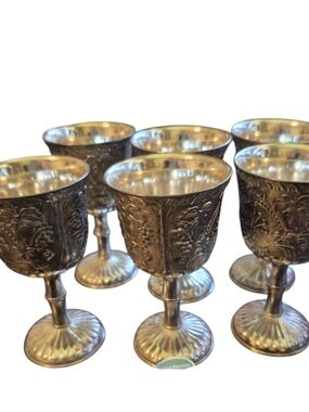Vintage Ornate Silver-plated Cordial Set - 6pc